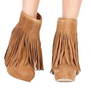 Koolaburra wedge fringe booties